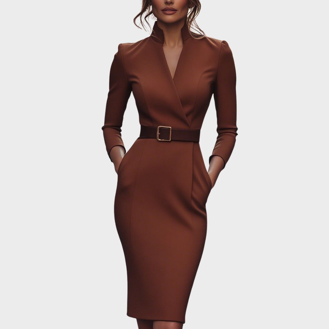 Ellery Canberra™ | Lume - Refined Dress With Belt And Mandarin Collar