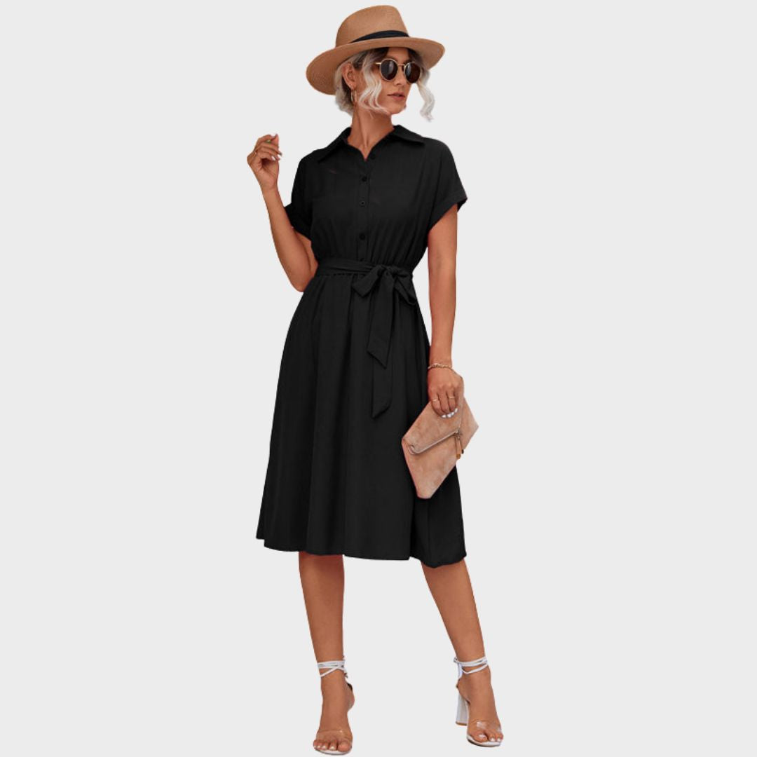 Ellery Canberra™ | Britany - Button-Up Shirt Dress with Waist Tie