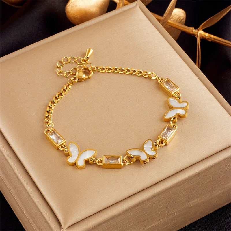 Ellery Canberra™ - Bree | White Square Crystal Butterfly Bracelet