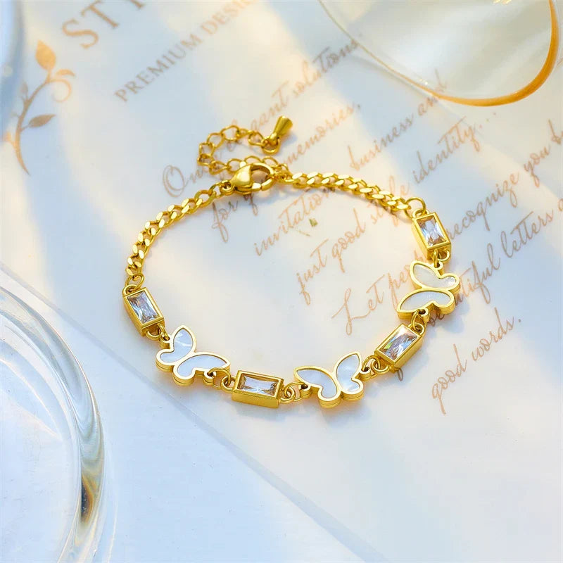 Ellery Canberra™ - Bree | White Square Crystal Butterfly Bracelet