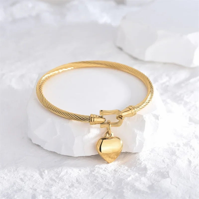 Ellery Canberra™ - Ally | Heart Pendant Charm Bangle Bracelets