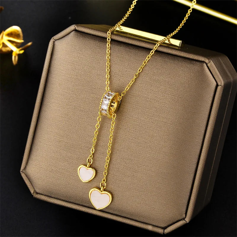Ellery Canberra™ - Luna | Luxury Zircon Crystal Hearts Necklace