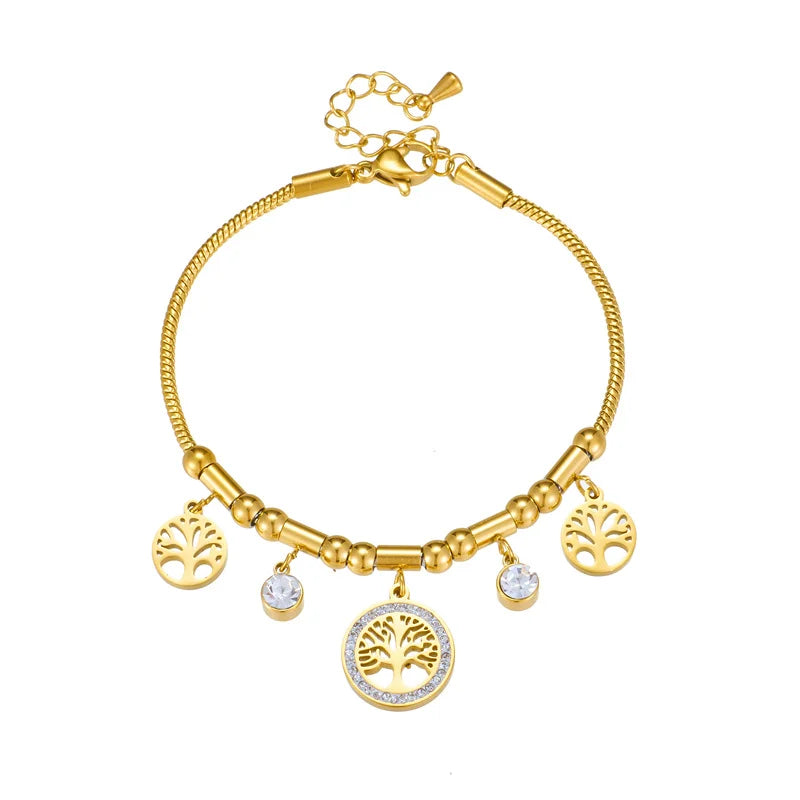 Ellery Canberra™ - Andi | Elegant Gold Color Tree Of Life Charms Bracelet