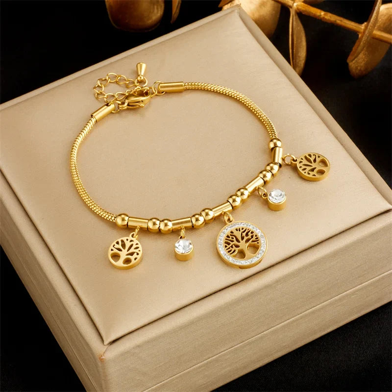 Ellery Canberra™ - Andi | Elegant Gold Color Tree Of Life Charms Bracelet