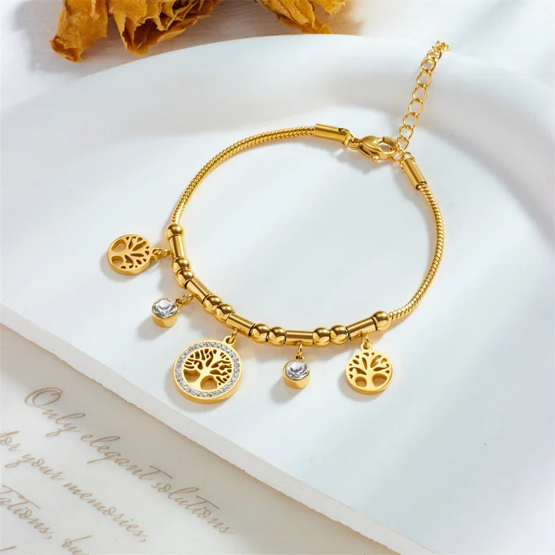 Ellery Canberra™ - Andi | Elegant Gold Color Tree Of Life Charms Bracelet