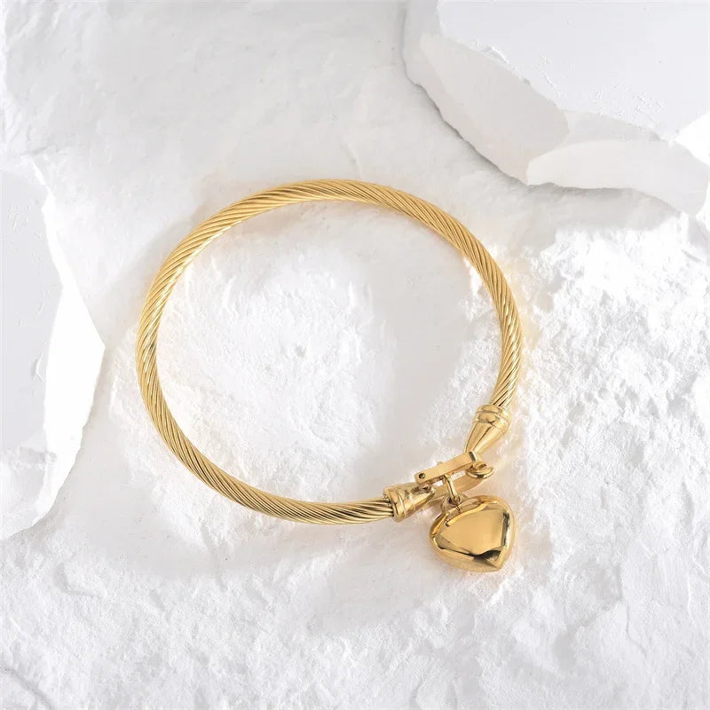 Ellery Canberra™ - Ally | Heart Pendant Charm Bangle Bracelets