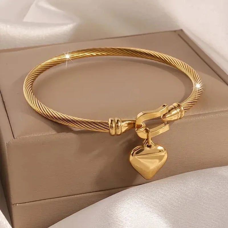 Ellery Canberra™ - Ally | Heart Pendant Charm Bangle Bracelets