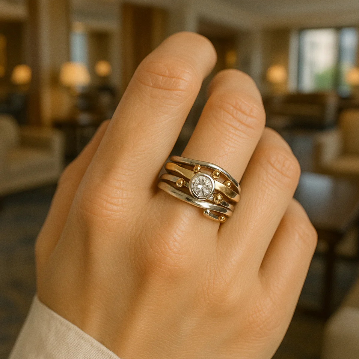 Ellery Canberra™ - Royal |  Vintage Gold Inlaid Zirconia Ring