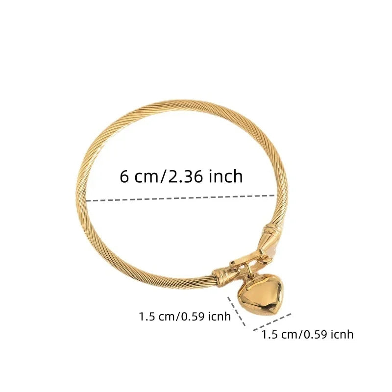 Ellery Canberra™ - Ally | Heart Pendant Charm Bangle Bracelets