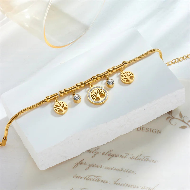 Ellery Canberra™ - Andi | Elegant Gold Color Tree Of Life Charms Bracelet