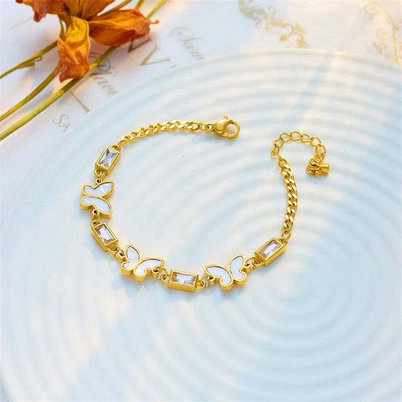 Ellery Canberra™ - Bree | White Square Crystal Butterfly Bracelet