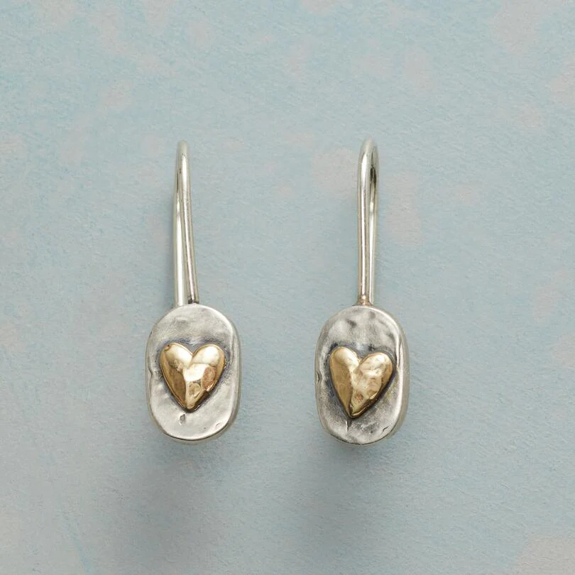 Ellery Canberra™ - | Vintage Silver Golden Heart Earrings