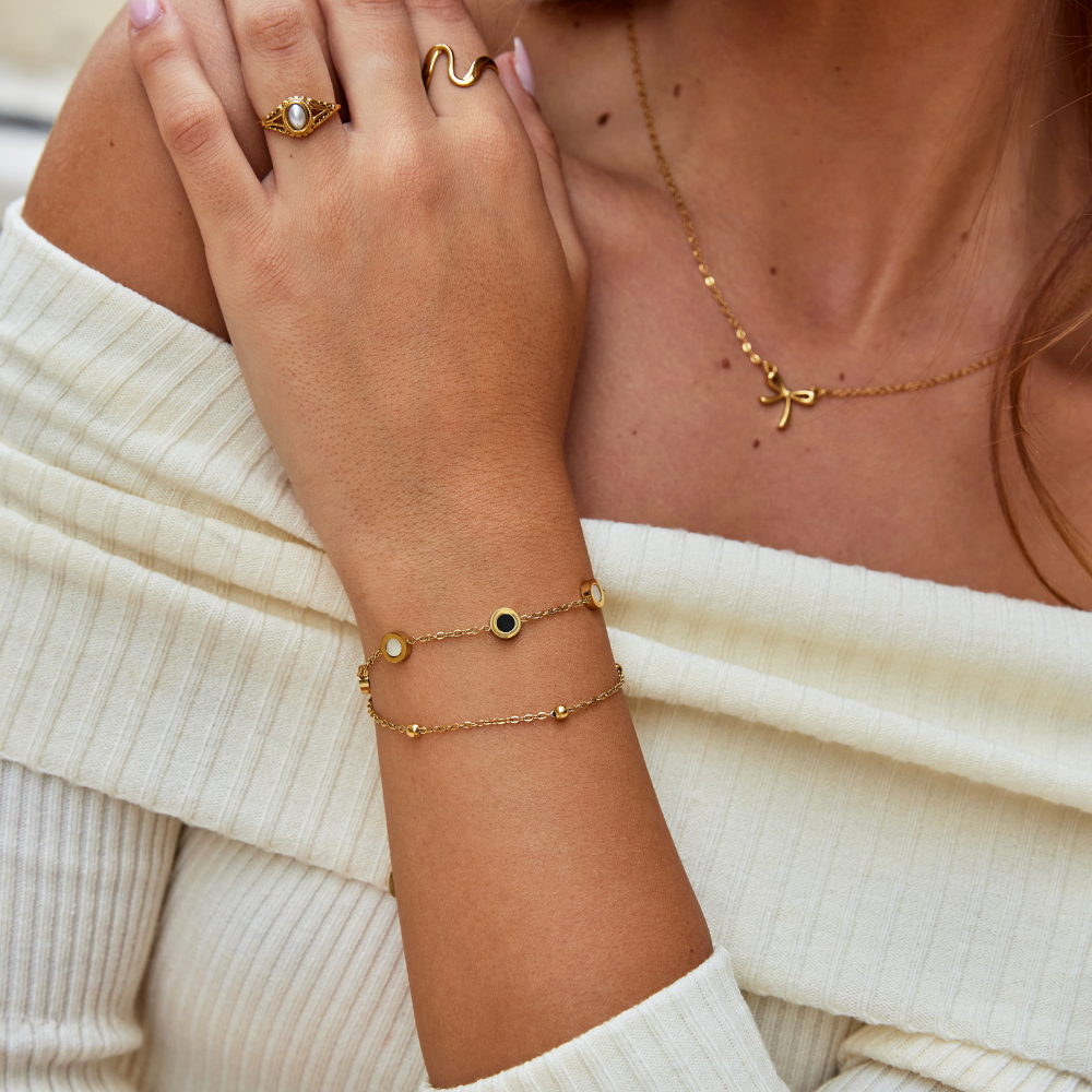 Ellery Canberra™ - Gracie | Onyx & White Stone Bracelet